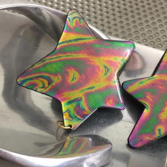 🖤Big Star clip earrings - Picture 4 of 17